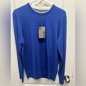 G/Fore G4 Merino Wool Super Blue Mens S Crew Neck Golf Sweater NWT $325 MSRP